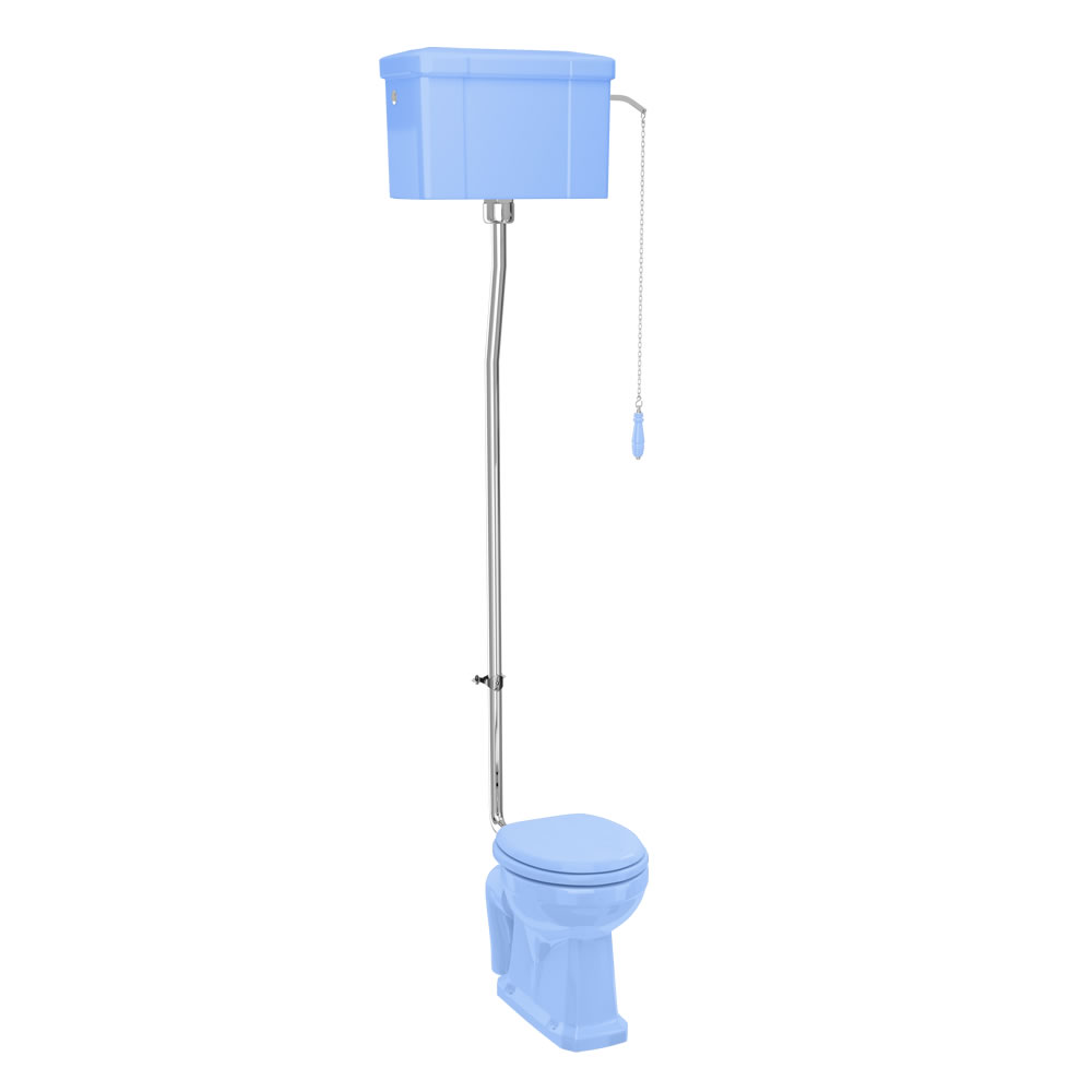 Bespoke Enchanted Blue Standard High Level WC with Single Flush Ceramic Cistern